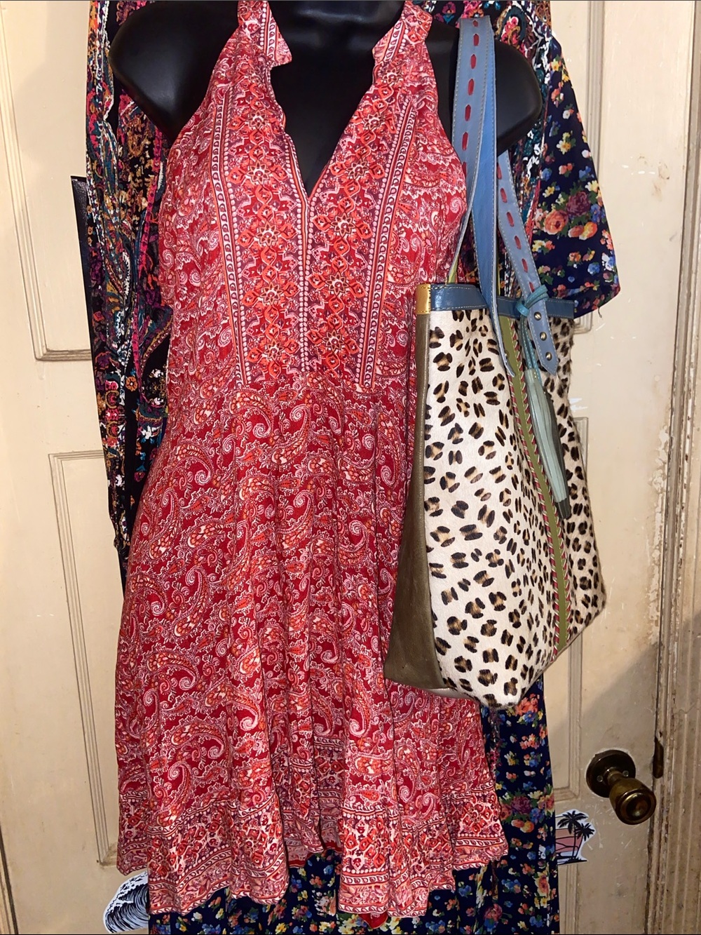 ANGIE RUST RED BOHO DRESS NWT Floral Paisley Sleeveless